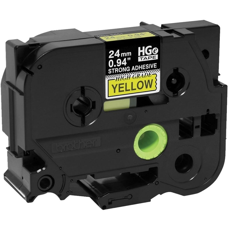 Brother HGES6515PK Black on Yellow Extra-Strength Adhesive Label Tape - Thumbnail 2