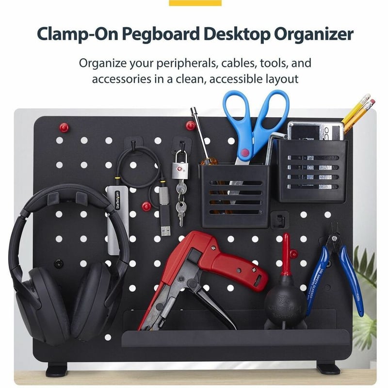 CLAMP-ON PEGBOARD ORGANIZER - WITH ACCESSORIES STEEL BLACK - Thumbnail 2