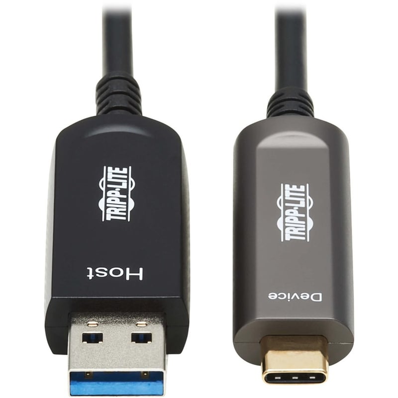 Tripp Lite by Eaton USB-A to USB-C AOC Cable (M/M) - USB 3.2 Gen 2 (10Gbps) Plenum-Rated Fiber Active Optical - Data Only Black 30 m (98 ft.) - Thumbnail 2