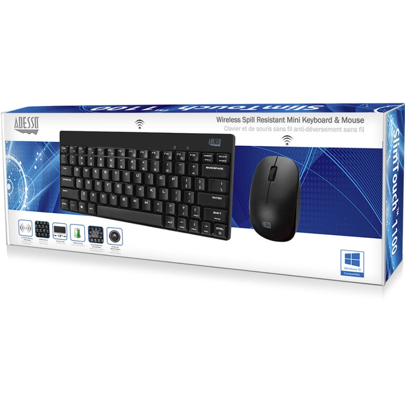 Adesso WKB-1100CB - Wireless Spill Resistant Mini Keyboard Mouse Combo - Thumbnail 5