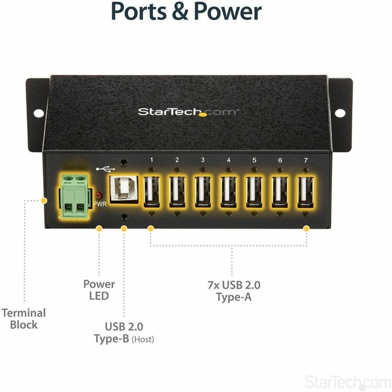 StarTech.com Mountable Rugged Industrial 7 Port USB 2.0 Hub - Thumbnail 5