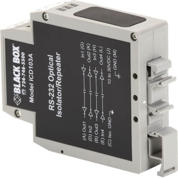 Black Box DIN Rail Repeater with Opto-Isolation, RS-232 - Thumbnail 3