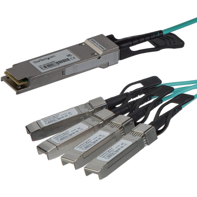 StarTech.com Cisco QSFP-4X10G-AOC10M Compatible QSFP+ Active Optical Breakout Cable - 15 m (49 ft) - 40 Gbps to 4 x 10Gbps - AOC Fiber Breakout Cable - Thumbnail 1