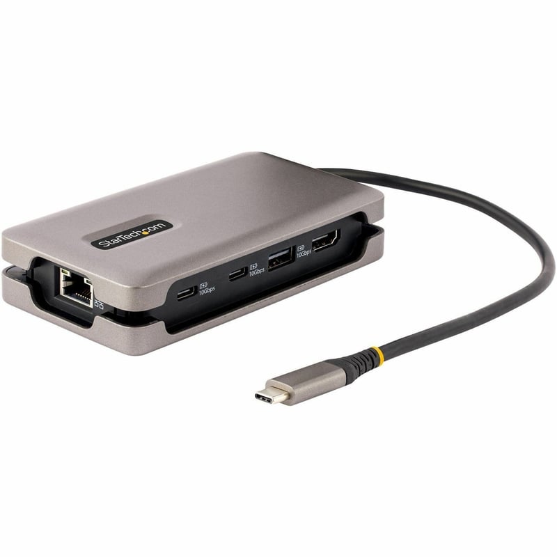 StarTech.com USB-C Multiport Adapter, 4K 60Hz HDMI (HDR), USB 3.2 Gen 2 10Gbps Hub (2xUSB-C/1xUSB-A), 100W PD Pass-Through, GbE, Mini Dock - Thumbnail 1