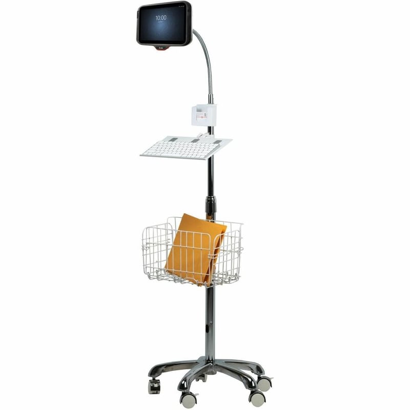 CTA Digital Heavy-Duty Gooseneck Floor Stand with VESA Plate and Storage Basket for 7-14 Inch Tablets - Thumbnail 3