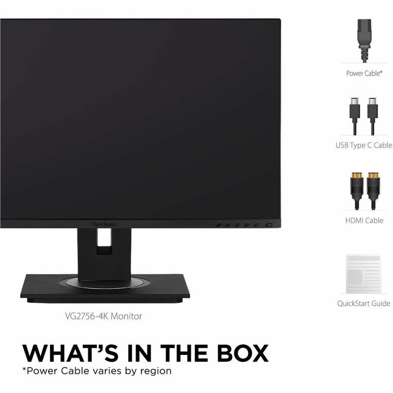 ViewSonic VG2756-4K 27 Inch IPS 4K Docking Monitor with Integrated USB C 3.2, RJ45, HDMI, Display Port and 40 Degree Tilt Ergonomics for Home and Office - Thumbnail 5