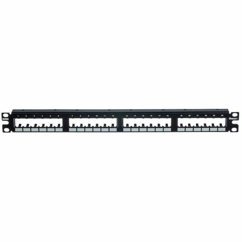 PanNet Mini-Com, Flat,Unshielded, Patch Panel, 24 Port, 1 RU, Black - Thumbnail 1