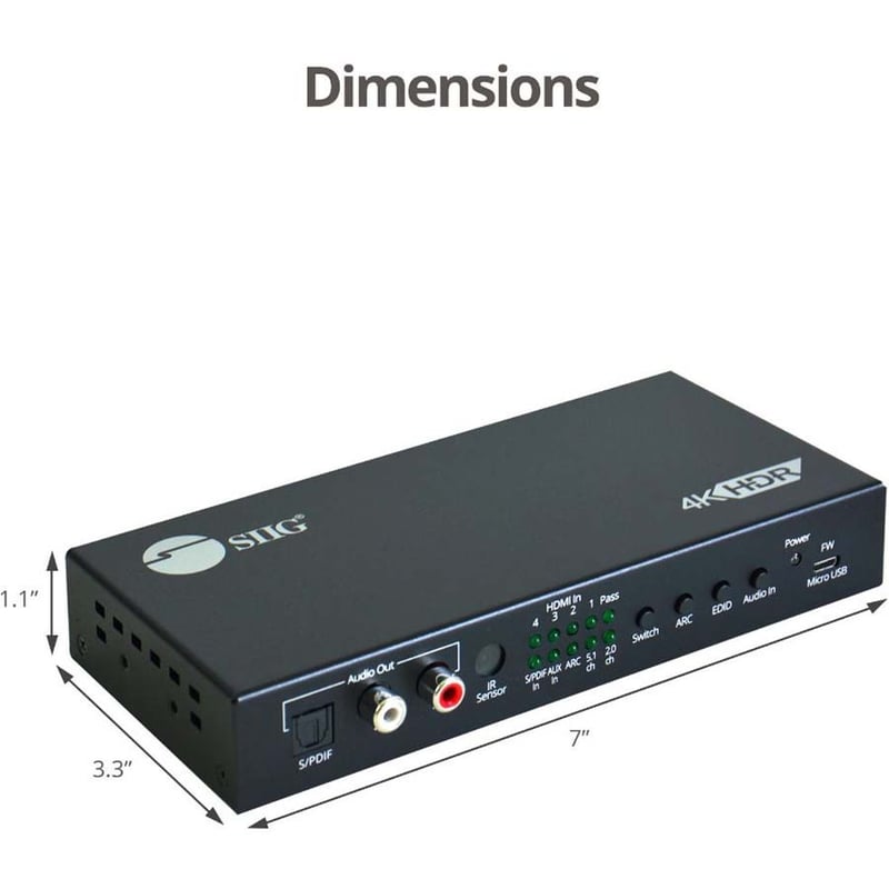 4x1 HDMI 4K60Hz Switch with ARC & Audio Extractor - Thumbnail 3