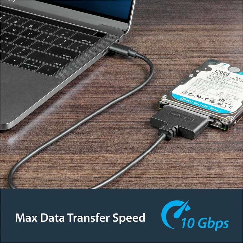 StarTech.com USB C To SATA Adapter - for 2.5" SATA Drives - UASP - External Hard Drive Cable - USB Type C to SATA Adapter - Thumbnail 4