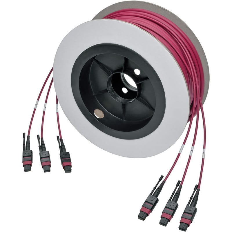 Eaton Tripp Lite Series MTP/MPO Multimode Base-8 Trunk Cable, 24-Strand, 40GB/100GB, 40/100GBASE-SR4, OM4 Plenum-Rated (3xF/3xF), Push/Pull Tab, Magenta, 23 m (75 ft.) - Thumbnail 3