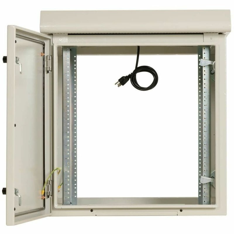 Tripp Lite by Eaton SmartRack Industrial Enclosure with Lock - NEMA 3R, Wall Mount, Metal Construction, Hinged Back, Internal Fans, 32 in. Depth, 12U, Gray