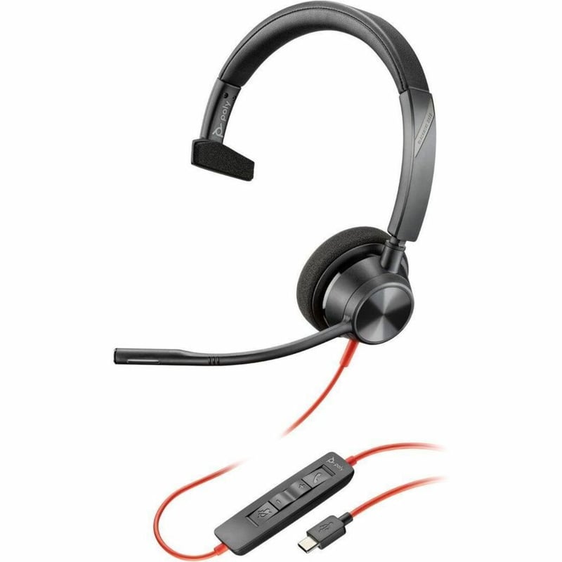 Poly Blackwire 3310 Monaural USB-C Headset +USBC/A Adapter - Thumbnail 1