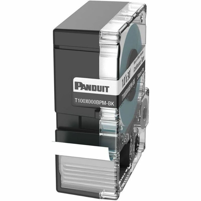 Panduit PXE Cassette, Continuous Tape, Polyester, 1.00" W x 30' L, Black on White - Thumbnail 4