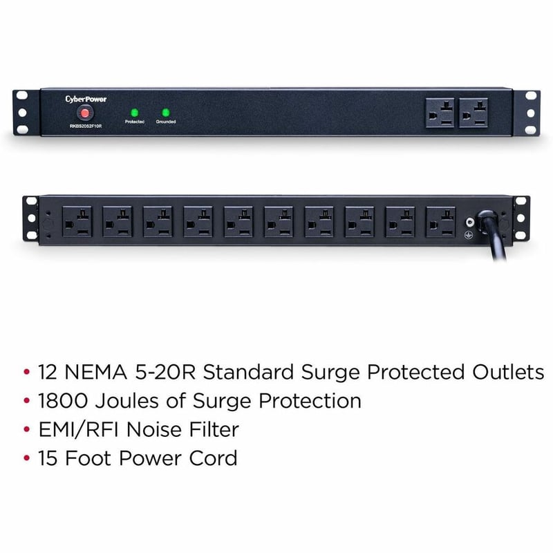 CyberPower RKBS20S2F10R Rackbar 12 - Outlet Surge with 1800 J - Thumbnail 2