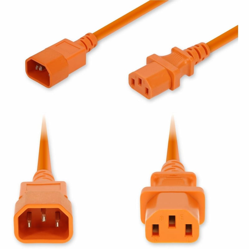 AddOn 6ft C14 Male to C13 Female Standard Commercial 18 AWG 250V at 10A PVC SJT (Service Junior Thermoplastic) Orange Power Cable
