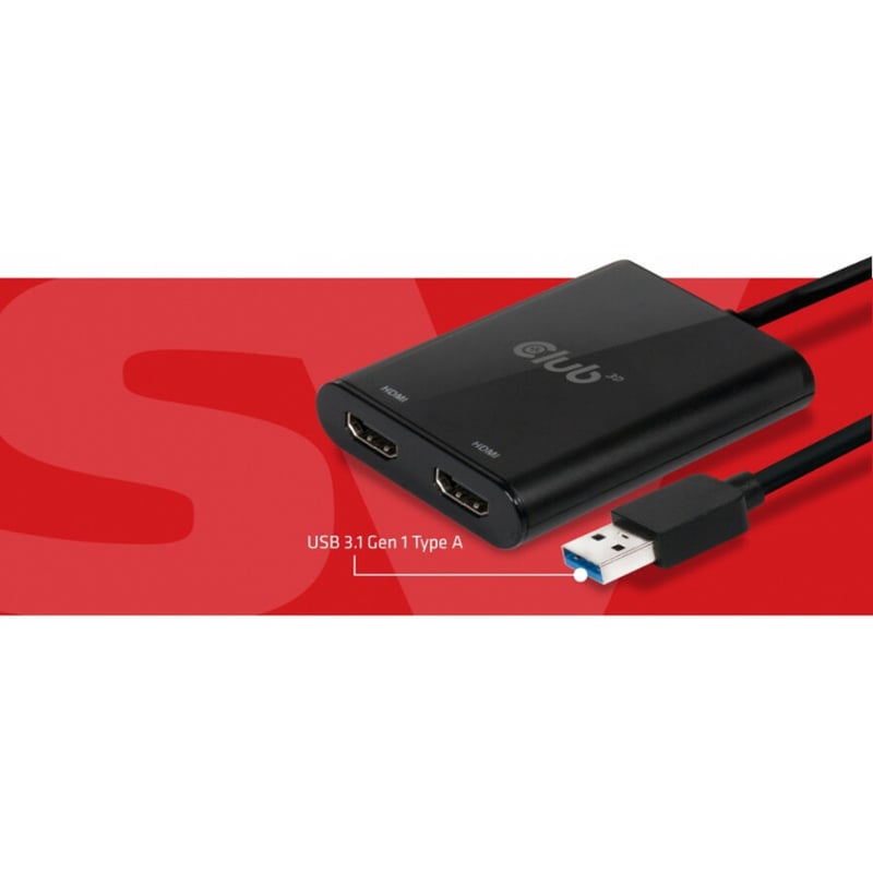 Club 3D USB A to HDMI 2.0 Dual Monitor 4K 60Hz - Thumbnail 5