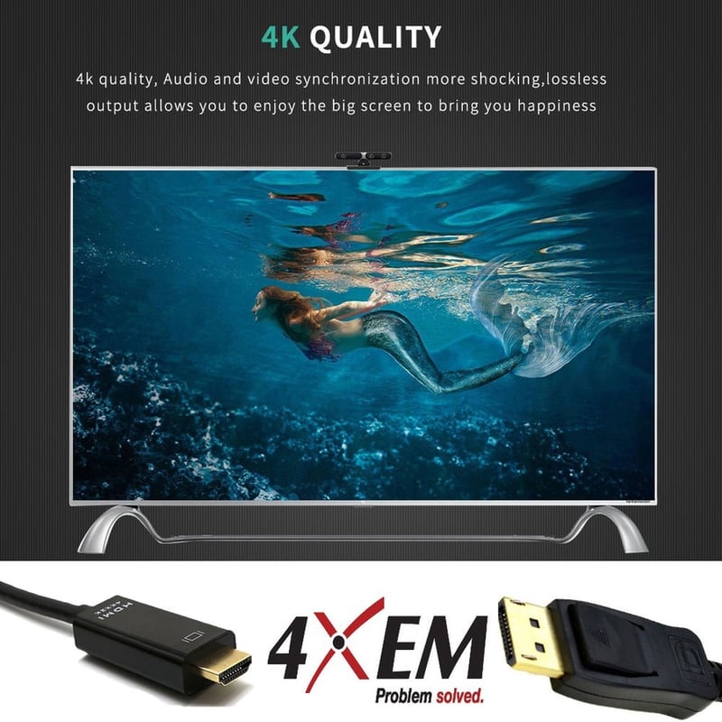 4XEM 4K Displayport to HDMI Cable 3ft - Thumbnail 3