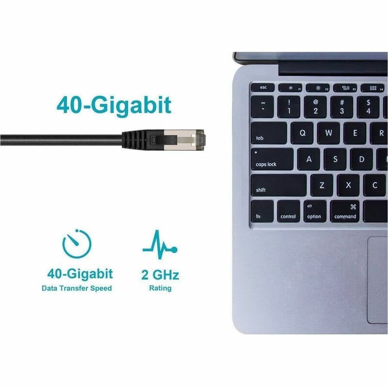 MONOPRICE CAT8 25FT BLACK PATCH CABLE DOUBLE SHIELDED (S/FTP) 28AWG 2GHZ 40G PUR - Thumbnail 4