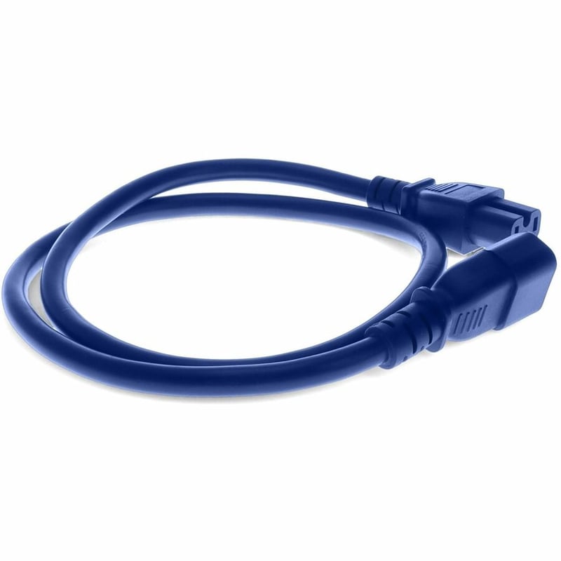 AddOn 1ft C14 Male to C15 Female 14AWG 100-250V at 15A Blue Power Cable - Thumbnail 5
