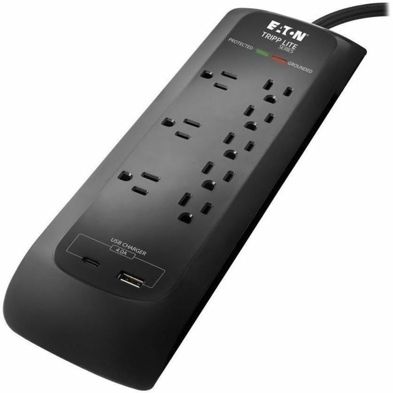 8-OUTLET SURGE PROTECTOR 5-15R 2400J 2 USB CHARGING PORTS 8FT CORD - Thumbnail 4