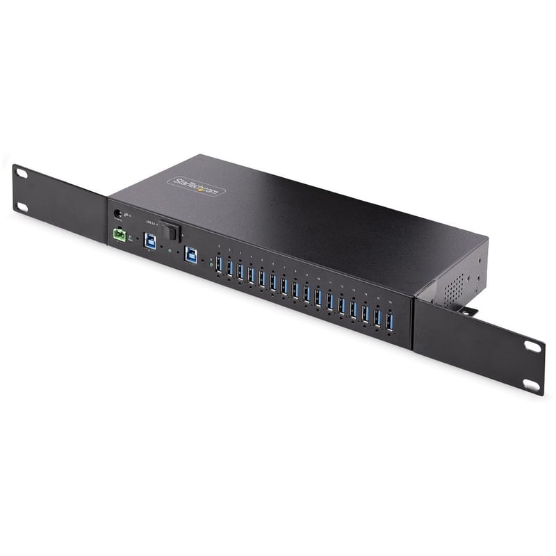 StarTech.com 16-Port Industrial USB 3.0 Hub 5Gbps, Mountable, Terminal Block Power Up to 120W Shared, USB Charging, Dual-Host Hub/Switch - Thumbnail 3