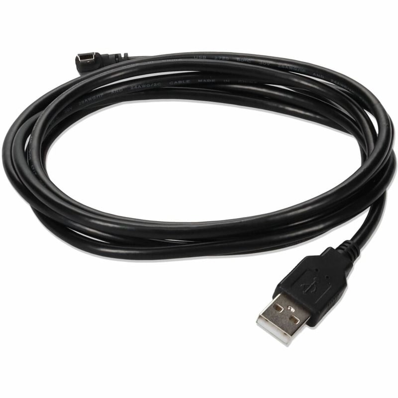 AddOn 6ft Mini USB A 2.0 Male to Mini USB B 2.0 Right-Angle Male Black Cable - Thumbnail 2