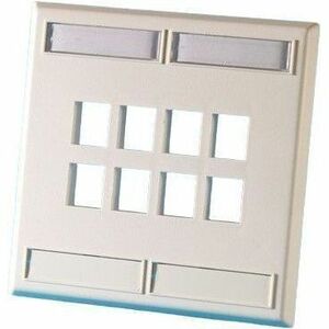 Ortronics Dual Gang Keystone Faceplate, 8 Port, Electrical Ivory