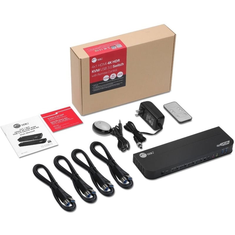 SIIG 4x1 HDMI 4K HDR KVM USB 3.0 Switch with Remote Control - Thumbnail 2