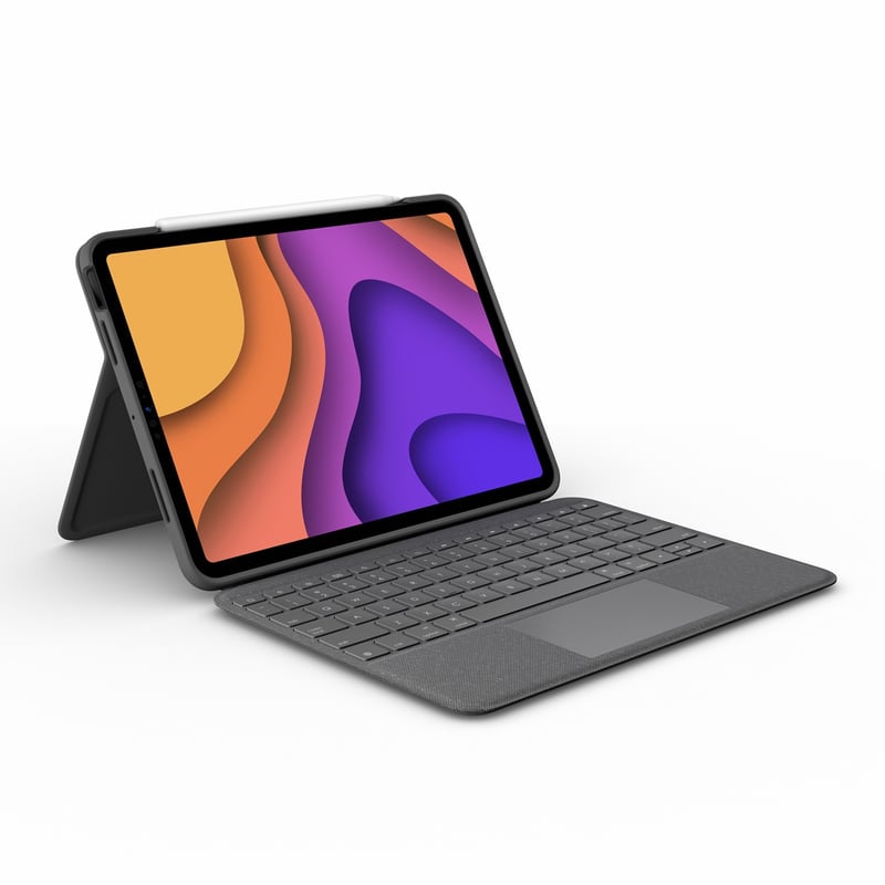 Logitech Folio Touch Keyboard/Cover Case (Folio) Apple, Logitech iPad Air (4th Generation), iPad Air (5th Generation) Tablet - Oxford Gray - Thumbnail 1