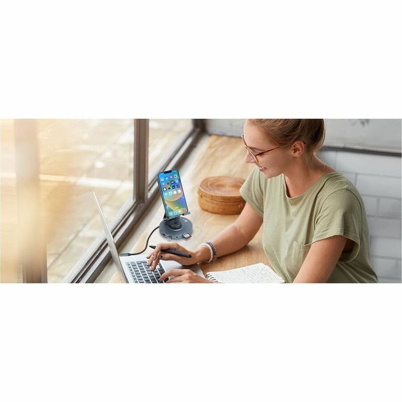 SIIG USB-C Multitask Hub Stand Holder fits under 13" Tablets/Phones - 4K60Hz- PD100W - Thumbnail 4