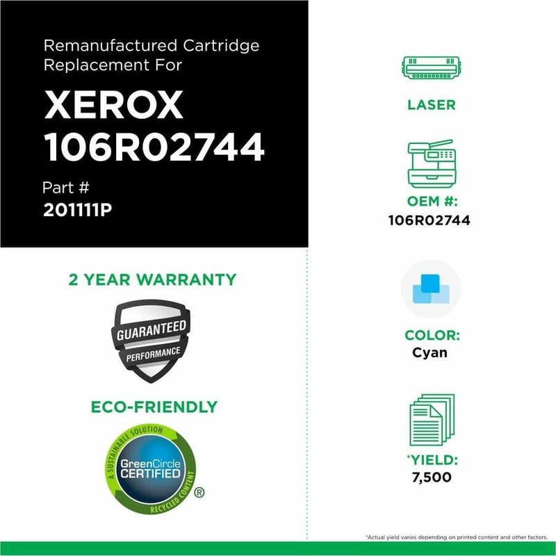 Clover Imaging Remanufactured Cyan Toner Cartridge for Xerox 106R02744 - Thumbnail 3