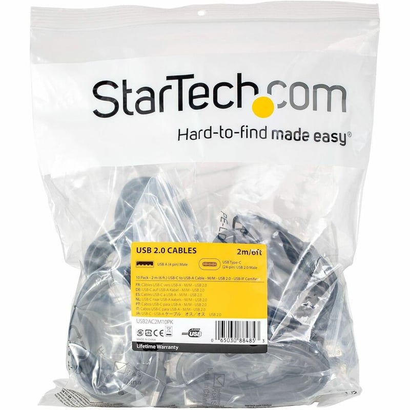 StarTech.com 2 m / 6.6 ft. USB to USB C Cable - 10-Pack USB A to C Cables - USB-IF Certified - USB 2.0 Charging Cables (USB2AC2M10PK) - Thumbnail 5