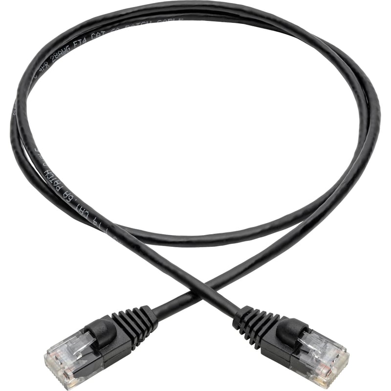 Eaton Tripp Lite Series Cat6a 10G Snagless Molded Slim UTP Ethernet Cable (RJ45 M/M), Black, 3 ft. (0.91 m) - Thumbnail 2