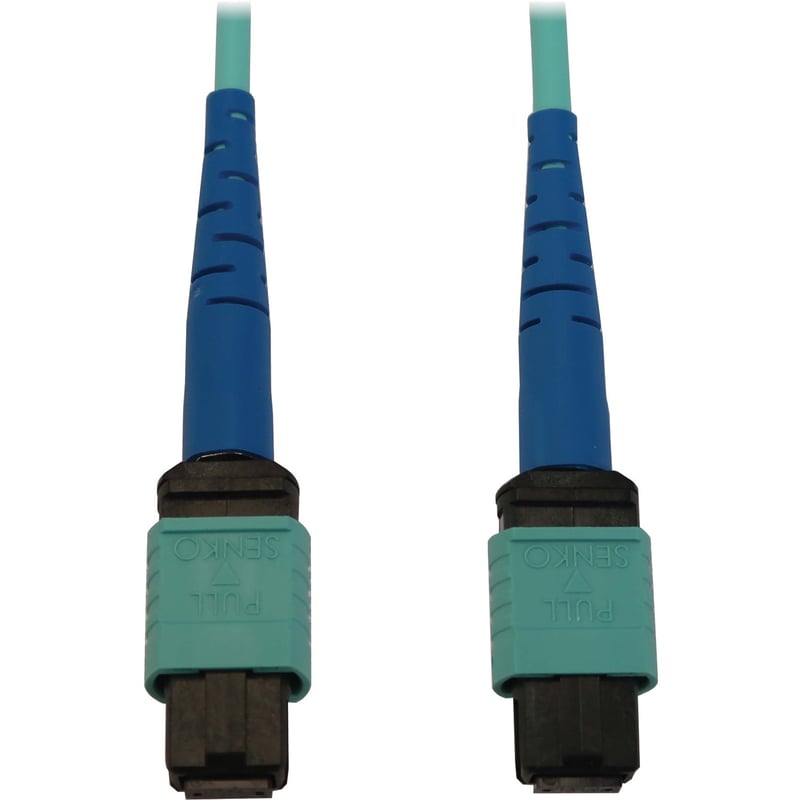 Eaton Tripp Lite Series 40/100/400G Multimode 50/125 OM3 Fiber Optic Cable (24F MTP/MPO-PC F/F), LSZH, Aqua, 5 m (16.4 ft.) - Thumbnail 1