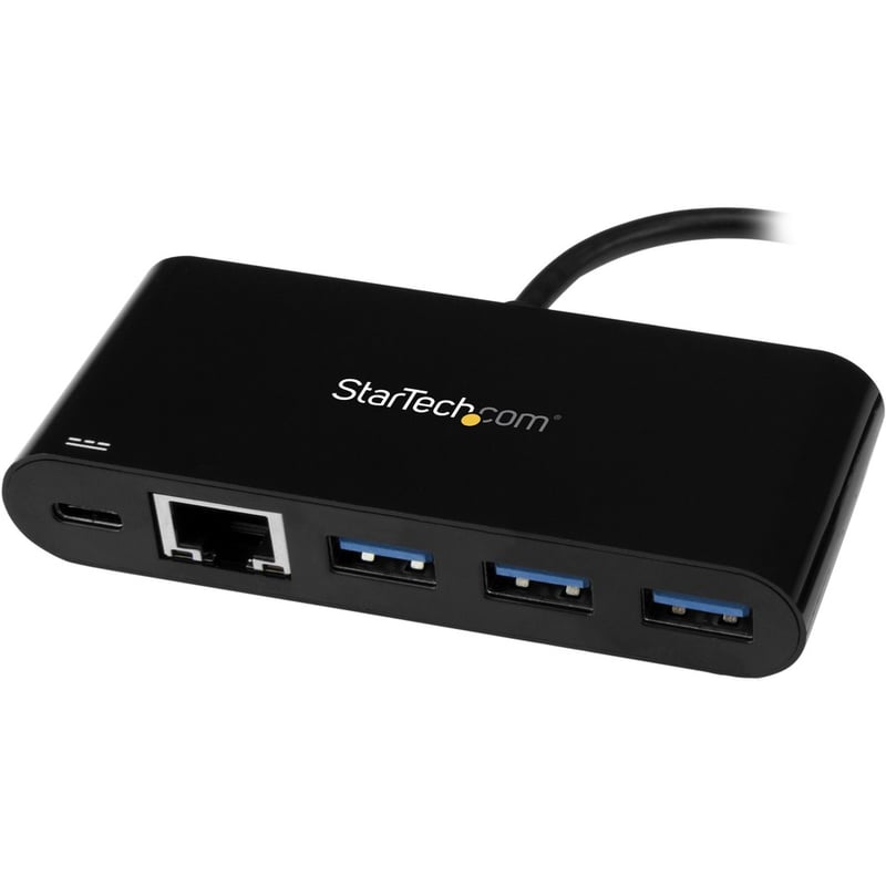 StarTech.com 3 Port USB-C Hub with Gigabit Ethernet & 60W Power Delivery Passthrough - USB-C to 3xUSB-A - 5Gbps USB 3.0 Type-C Adapter Hub - Thumbnail 2