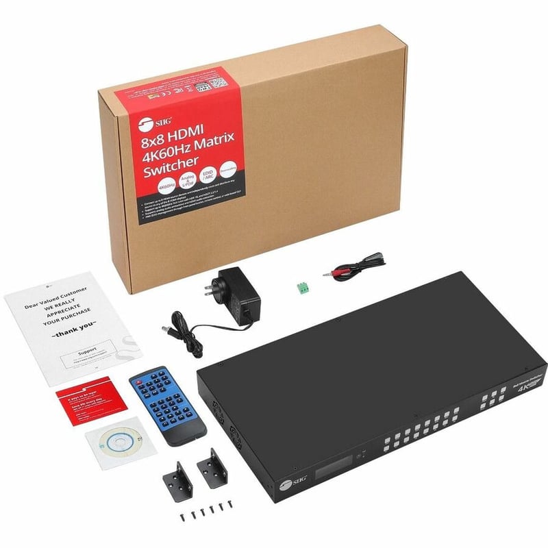 SIIG 8x8 HDMI 4K60Hz Matrix Switcher with LCD - 18Gbps- Downscaling- EDID Management - ARC- Audio Embedded/Extraction - Thumbnail 2