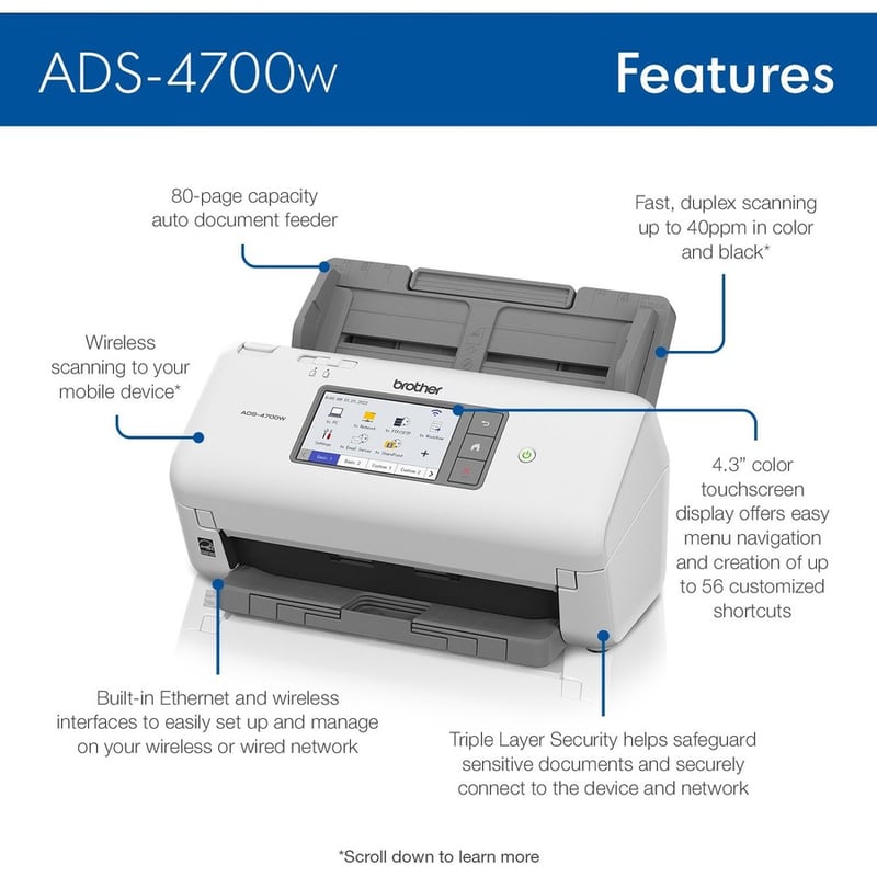 BROTHER ADS-4700W PROFESSIONAL DESKTOP SCANNER - Thumbnail 2