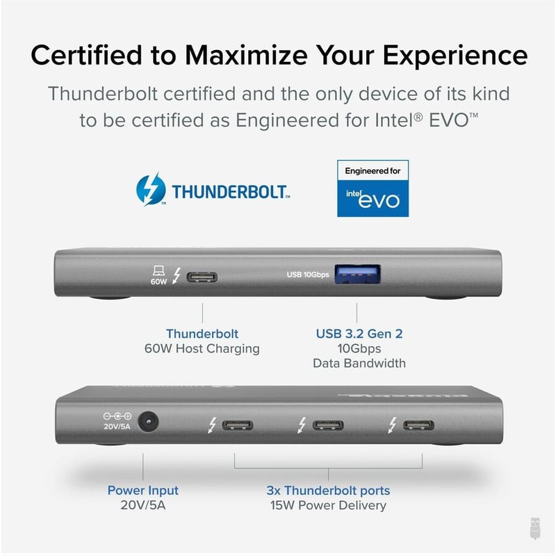 Plugable USB4 Hub, 5-in-1 Thunderbolt 4 Hub with 60W Charging, Single 8K or Dual 4K Display - Thumbnail 2
