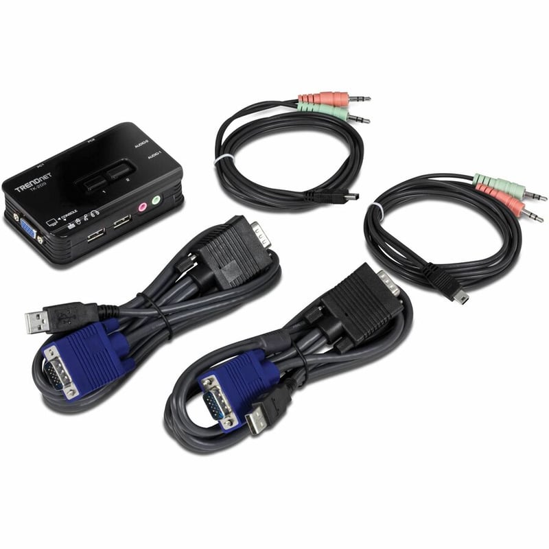 TRENDnet 2-Port USB KVM Switch and Cable Kit with Audio, Manage Two PCs, USB 1.1, Hot-Plug, Auto-Scan, Hot-Keys, Windows & Linux Compliant, TK-209K - Thumbnail 3