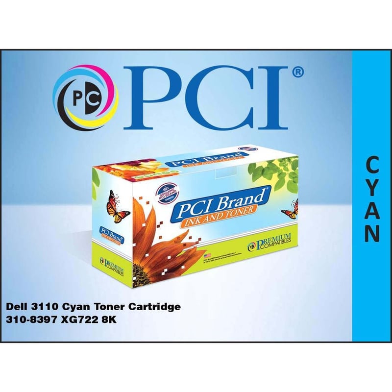 PCI BRAND DELL 310-8094 310-8095 330-8095 310-8398 XL CYAN TONER CARTRIDGE 8000 - Thumbnail 2