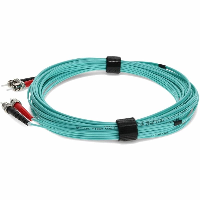 AddOn 9m ST to ST Aqua OM4 Duplex OFNR (Riser-Rated) Fiber Patch Cable - Thumbnail 2