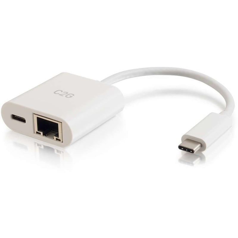 USB-C ETHERNET ADAPTER W/ POWER WHITE - Thumbnail 1