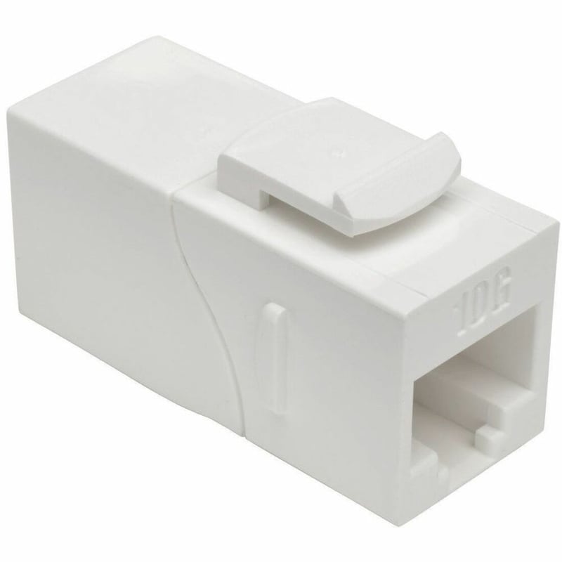 Tripp Lite by Eaton Cat6a Straight-Through Modular In-Line Snap-In Coupler with 90-Degree Down-Angled Port White (RJ45 F/F) - Thumbnail 1