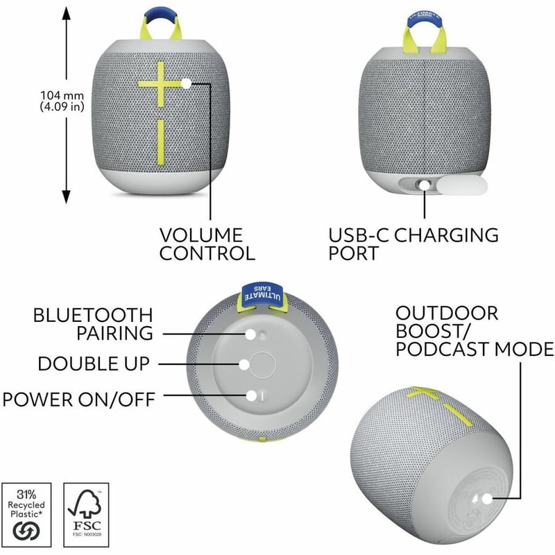 ULTIMATE EARS WONDERBOOM 4 WRLS BT SPEAKER GRAY - Thumbnail 5