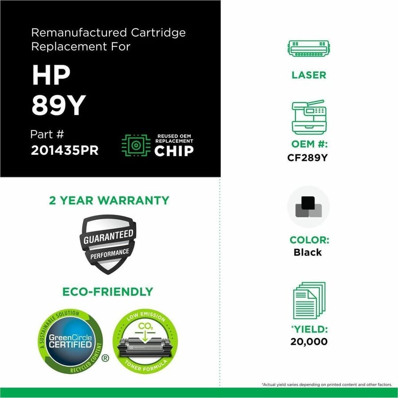 Clover Imaging Remanufactured Extra High Yield Toner Cartridge (Reused OEM Chip) for HP 89Y (CF289Y) - Thumbnail 3
