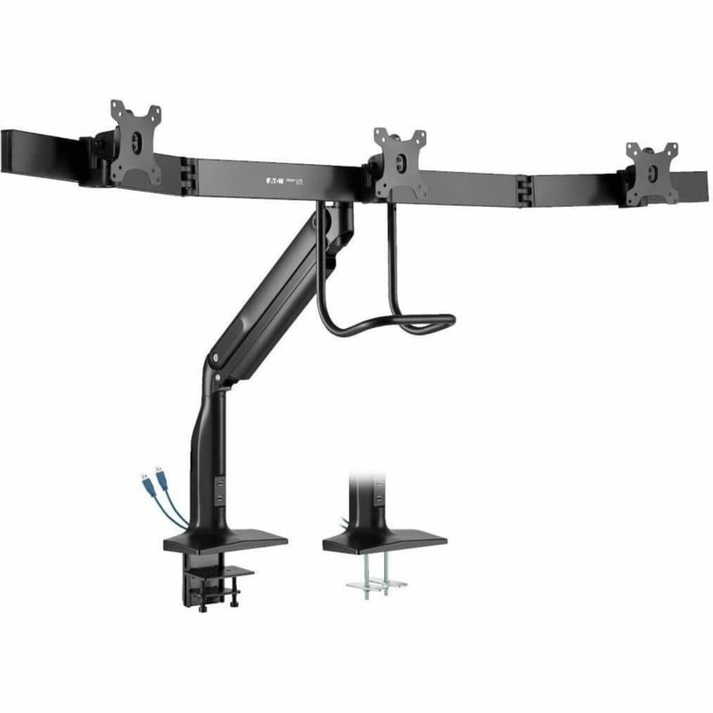 Tripp Lite by Eaton Safe-IT Precision-Placement Triple-Display Desk Clamp/Grommet with premium gas spring arm and Antimicrobial Tape for 17" to 32" Displays - Thumbnail 1