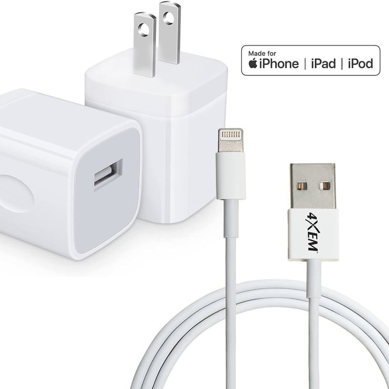 4XEM iPhone/iPod Charging Kit - Apple Charger and 3ft Lightning 8 Pin Cable - MFi Certified - Thumbnail 1