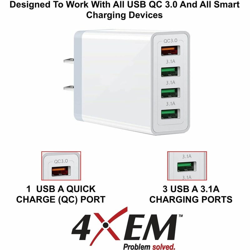 4XEM UC04 4-Port USB Charger Adapter - Thumbnail 3