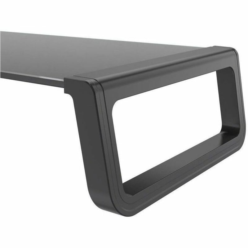 GLASS MONITOR RISER SHELF WITH KEYBOARD STORAGE SPACE (BLACK) - Thumbnail 2