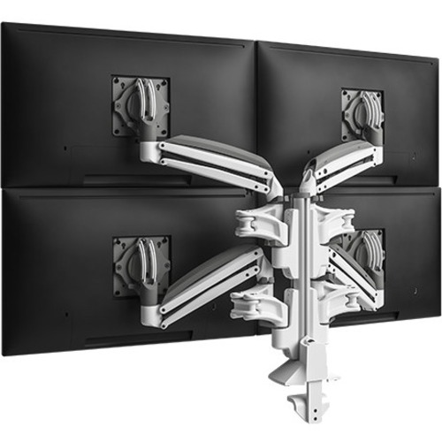 Chief KX Low-Profile Quad Monitor Arm Desk Mount - For 10-32 inch Displays - VESA Desk Mount - White - Thumbnail 1